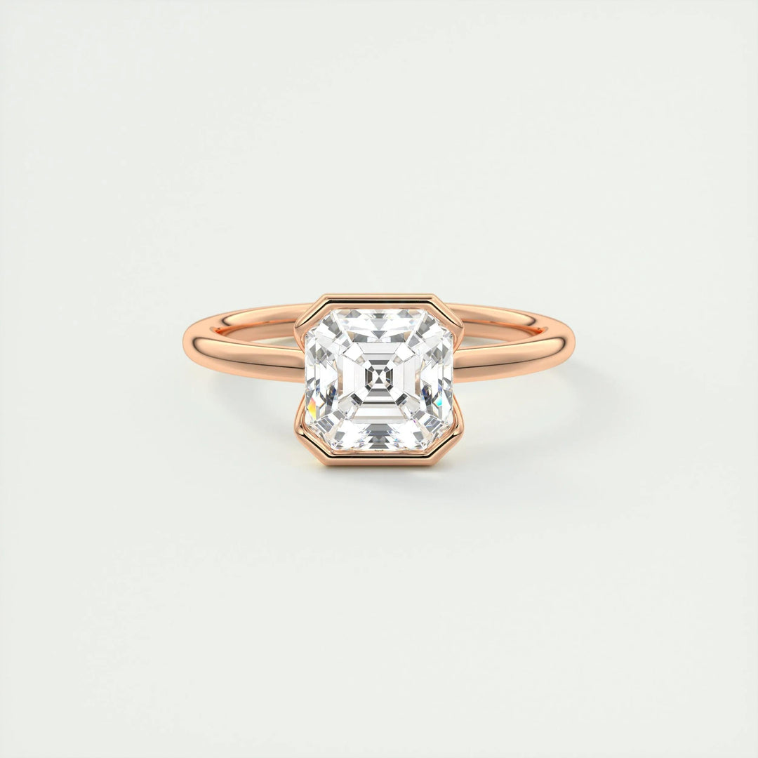 2ct Asscher Shaped F- VS1 Lab Grown Diamond Solitaire Engagement Ring