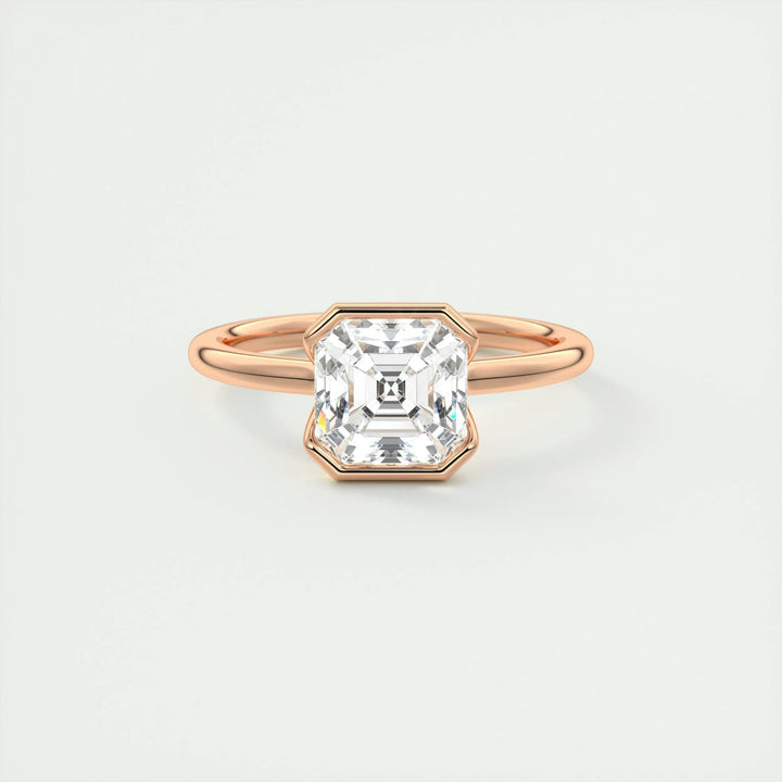 2ct Asscher Shaped F- VS1 Lab Grown Diamond Solitaire Engagement Ring