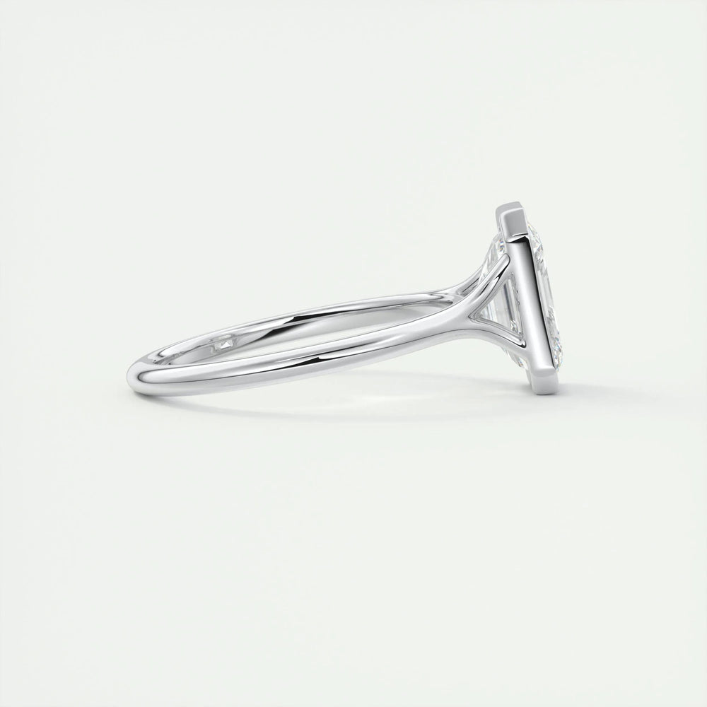 2ct Bezel Set Emerald Cut F- VS1 Diamond Solitaire Lab Grown Engagement Ring