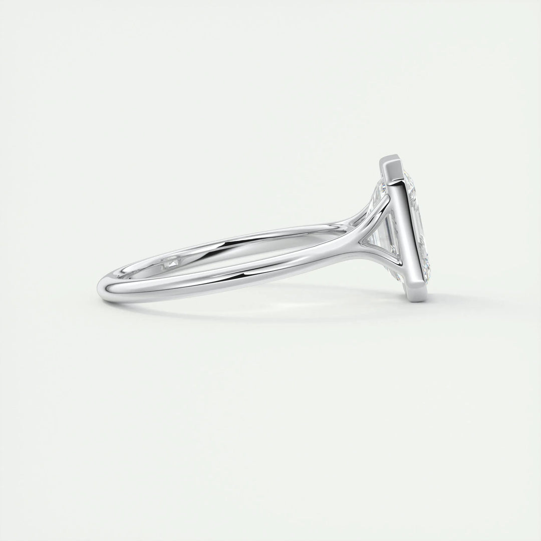 2ct Bezel Set Emerald Cut F- VS1 Diamond Solitaire Lab Grown Engagement Ring