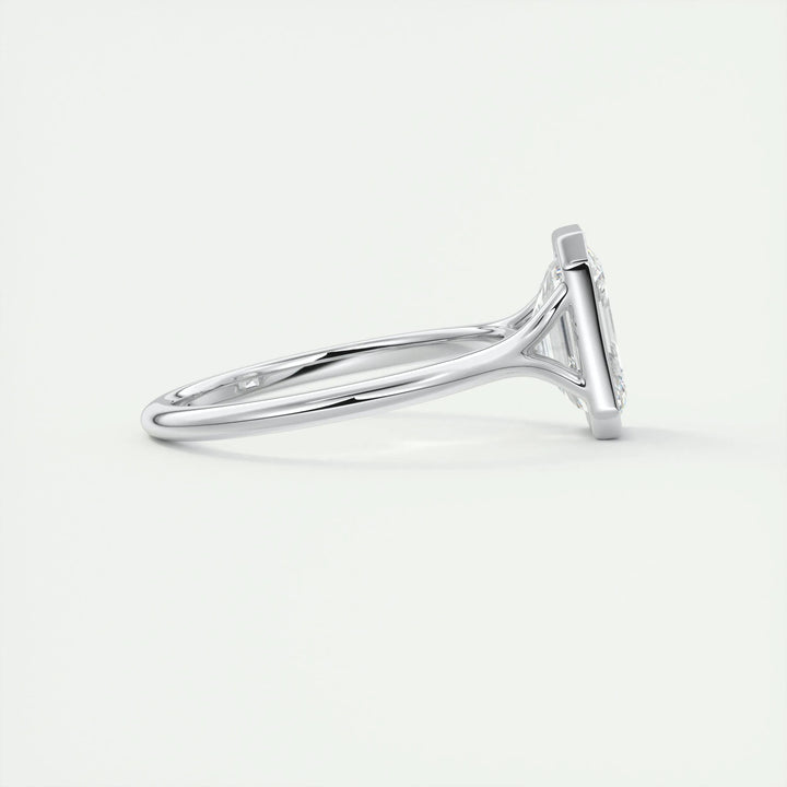 2ct Bezel Set Emerald Cut F- VS1 Diamond Solitaire Lab Grown Engagement Ring