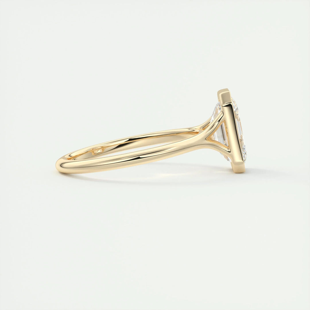 2ct Bezel Set Emerald Cut F- VS1 Diamond Solitaire Lab Grown Engagement Ring