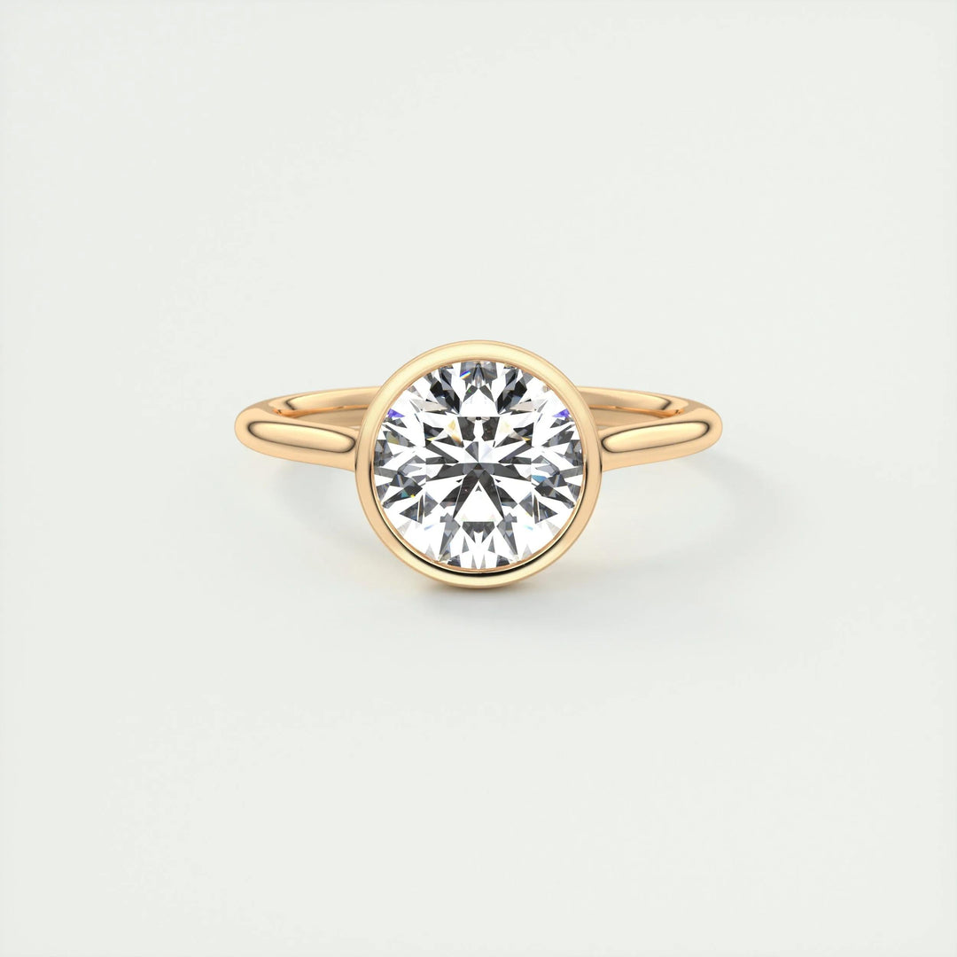 2ct Bezel Set Round F- VS1 Diamond Solitaire Lab Grown Engagement Ring