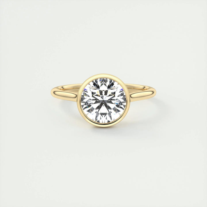 2ct Bezel Set Round F- VS1 Diamond Solitaire Lab Grown Engagement Ring