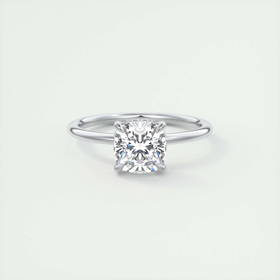2ct Cushion F- VS1 Lab Grown Diamond Hidden Halo Engagement Ring