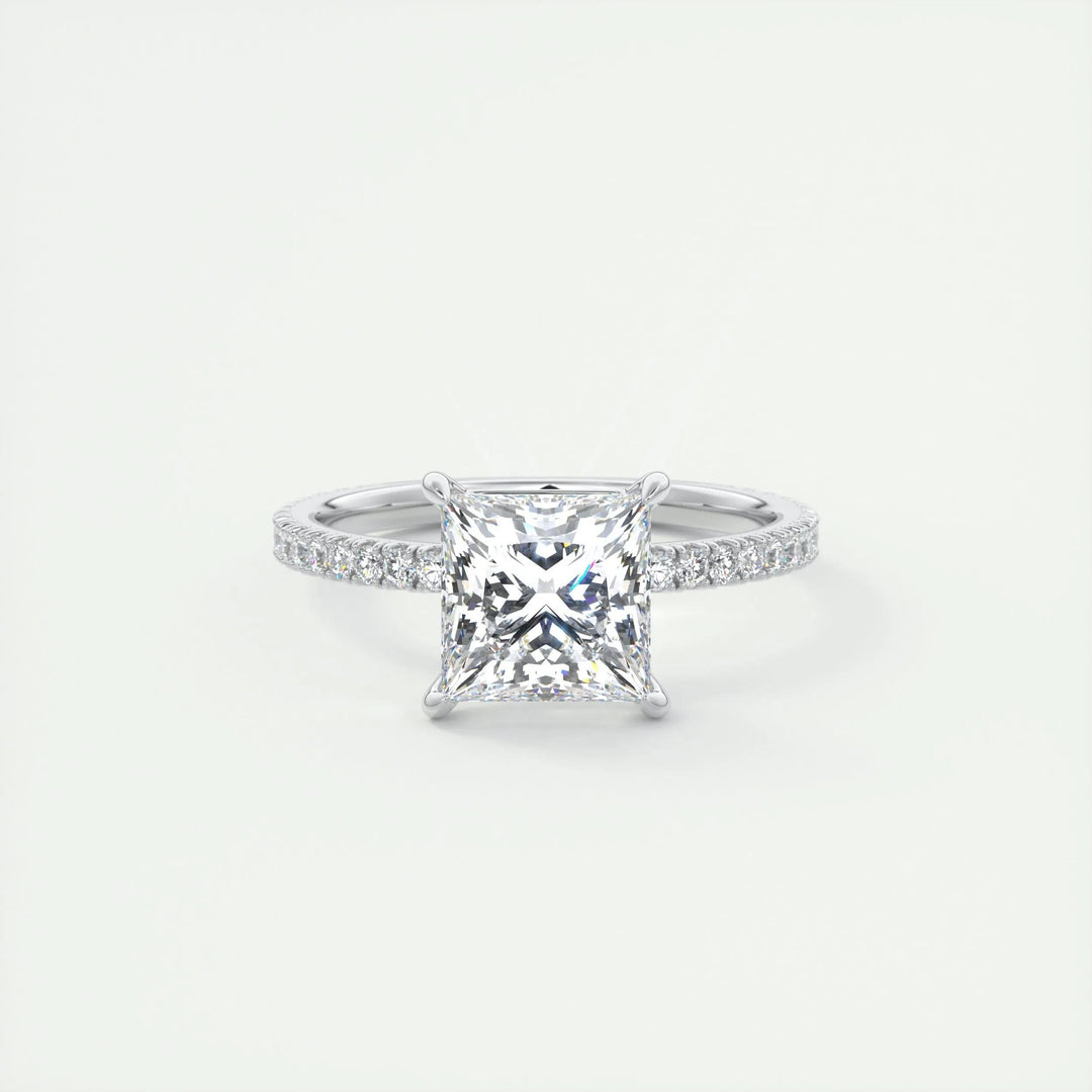 2ct Princess F- VS1 Lab Grown Diamond Pave Engagement Ring
