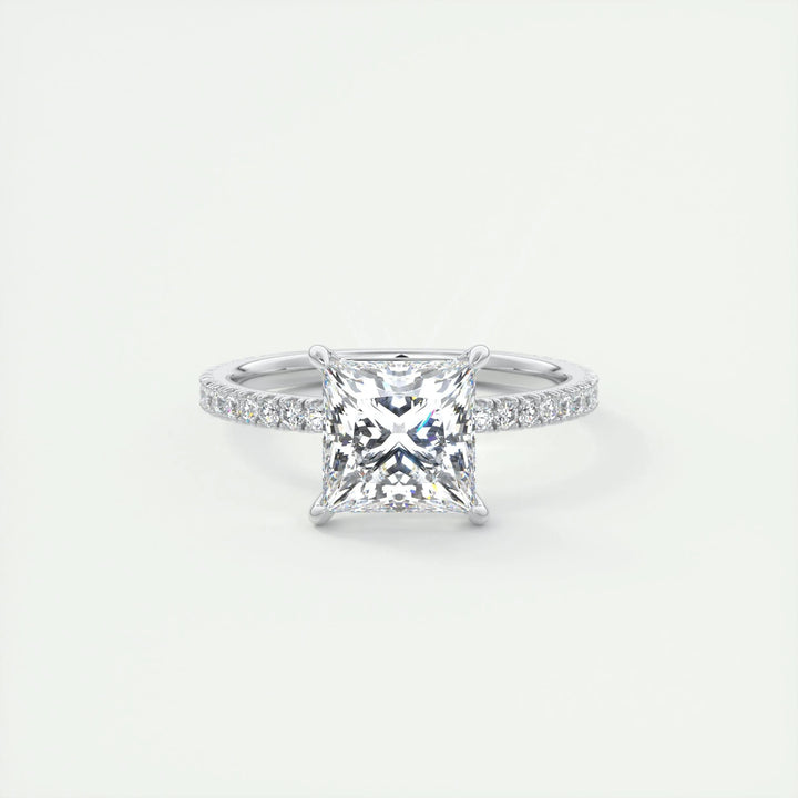 2ct Princess F- VS1 Lab Grown Diamond Pave Engagement Ring