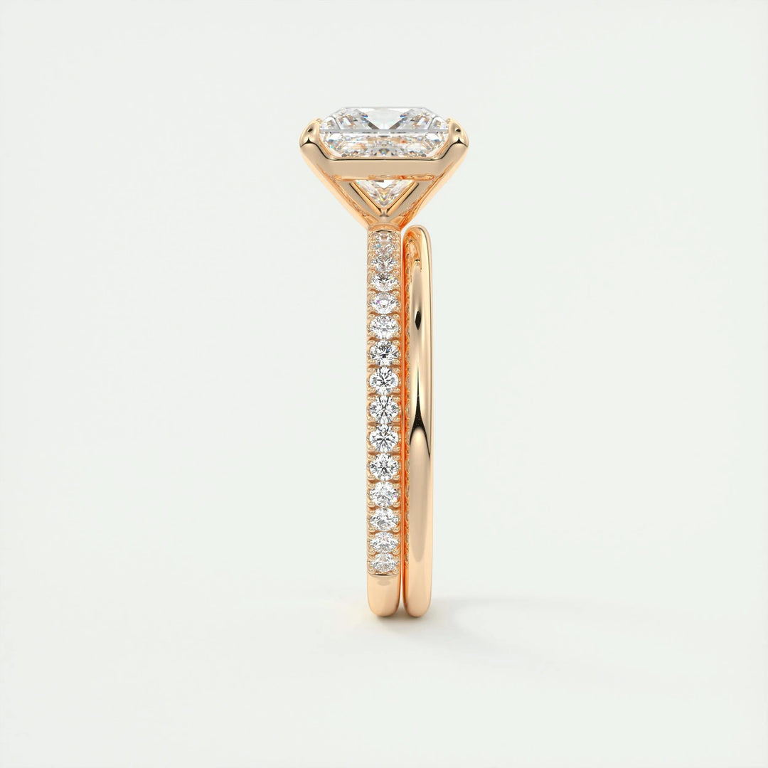 2ct Princess F- VS1 Lab Grown Diamond Pave Engagement Ring