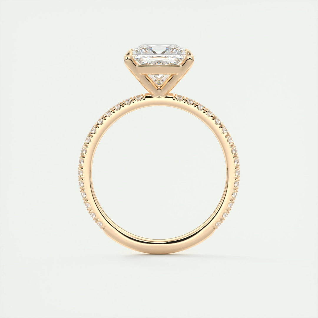 2ct Princess F- VS1 Lab Grown Diamond Pave Engagement Ring