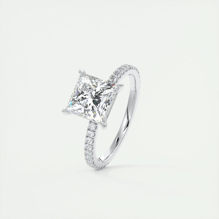 2ct Princess F- VS1 Lab Grown Diamond Pave Engagement Ring