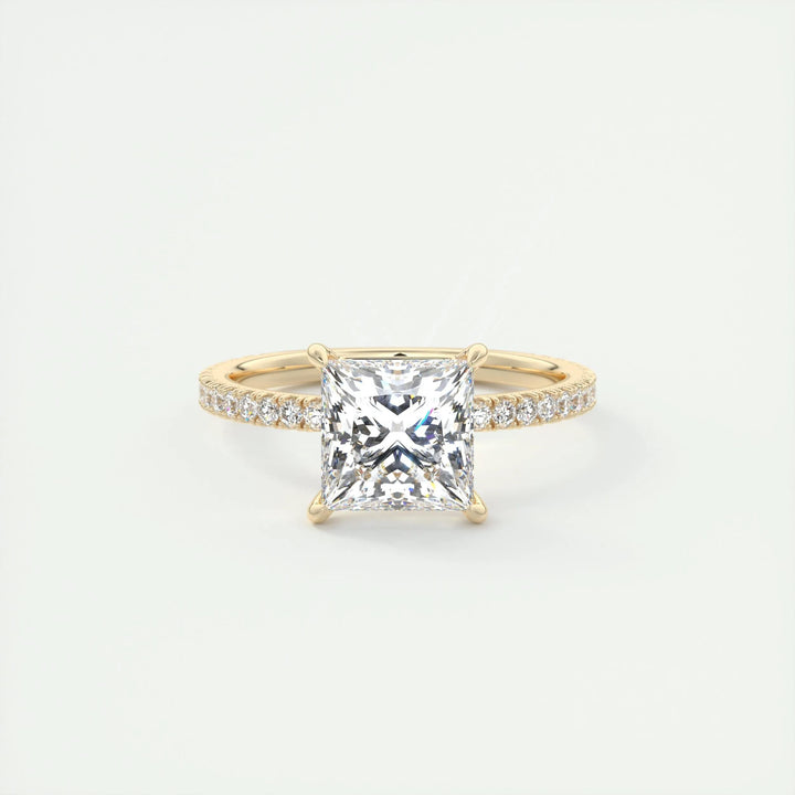 2ct Princess F- VS1 Lab Grown Diamond Pave Engagement Ring