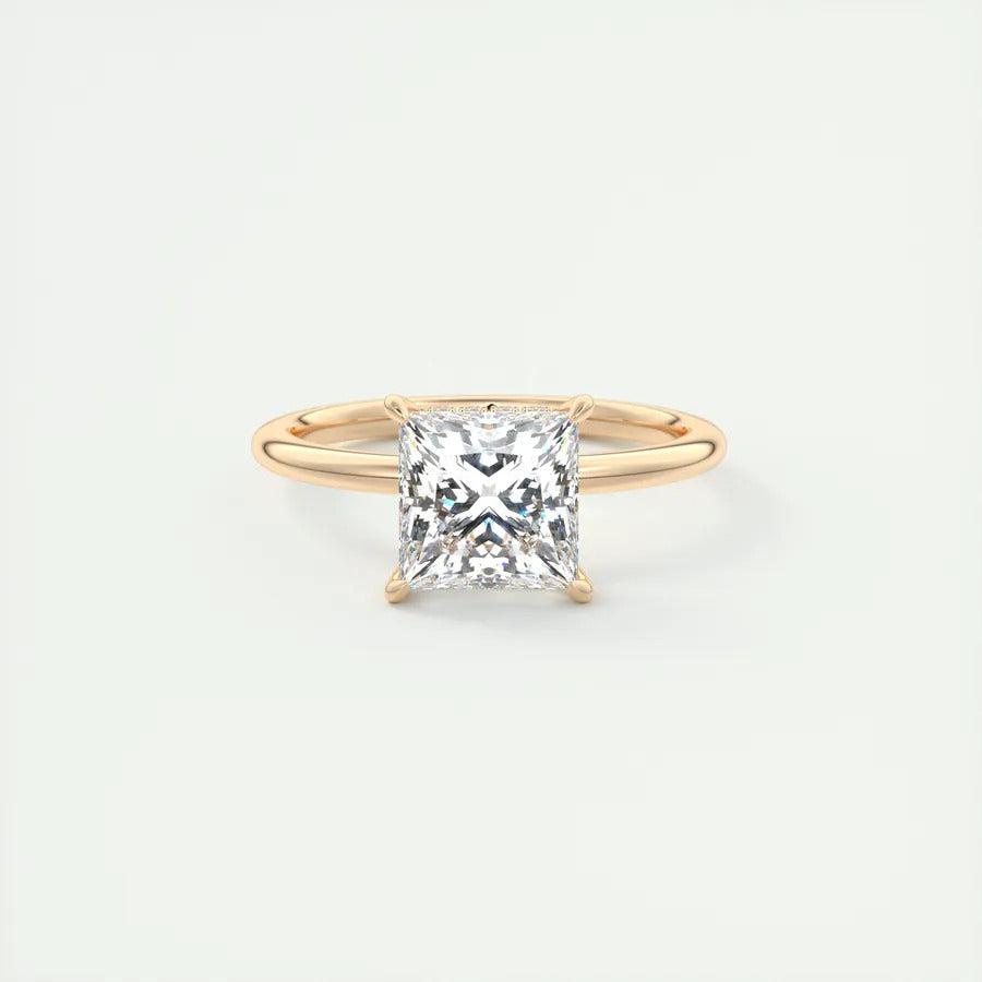 2ct Princess Hidden Halo F- VS1 Lab Grown Diamond Engagement Ring