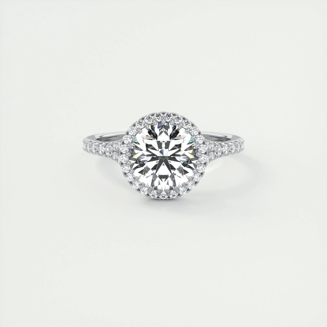 2ct Round Cut Halo F- VS1 Lab Grown Diamond Engagement Ring