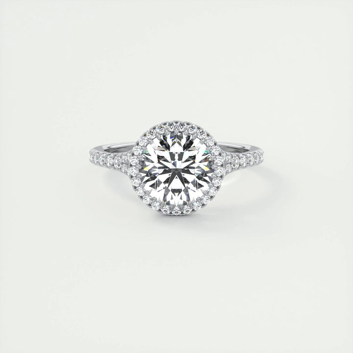 2ct Round Cut Halo F- VS1 Lab Grown Diamond Engagement Ring
