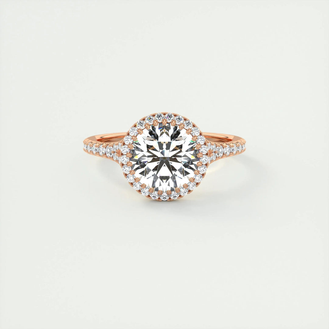2ct Round Cut Halo F- VS1 Lab Grown Diamond Engagement Ring