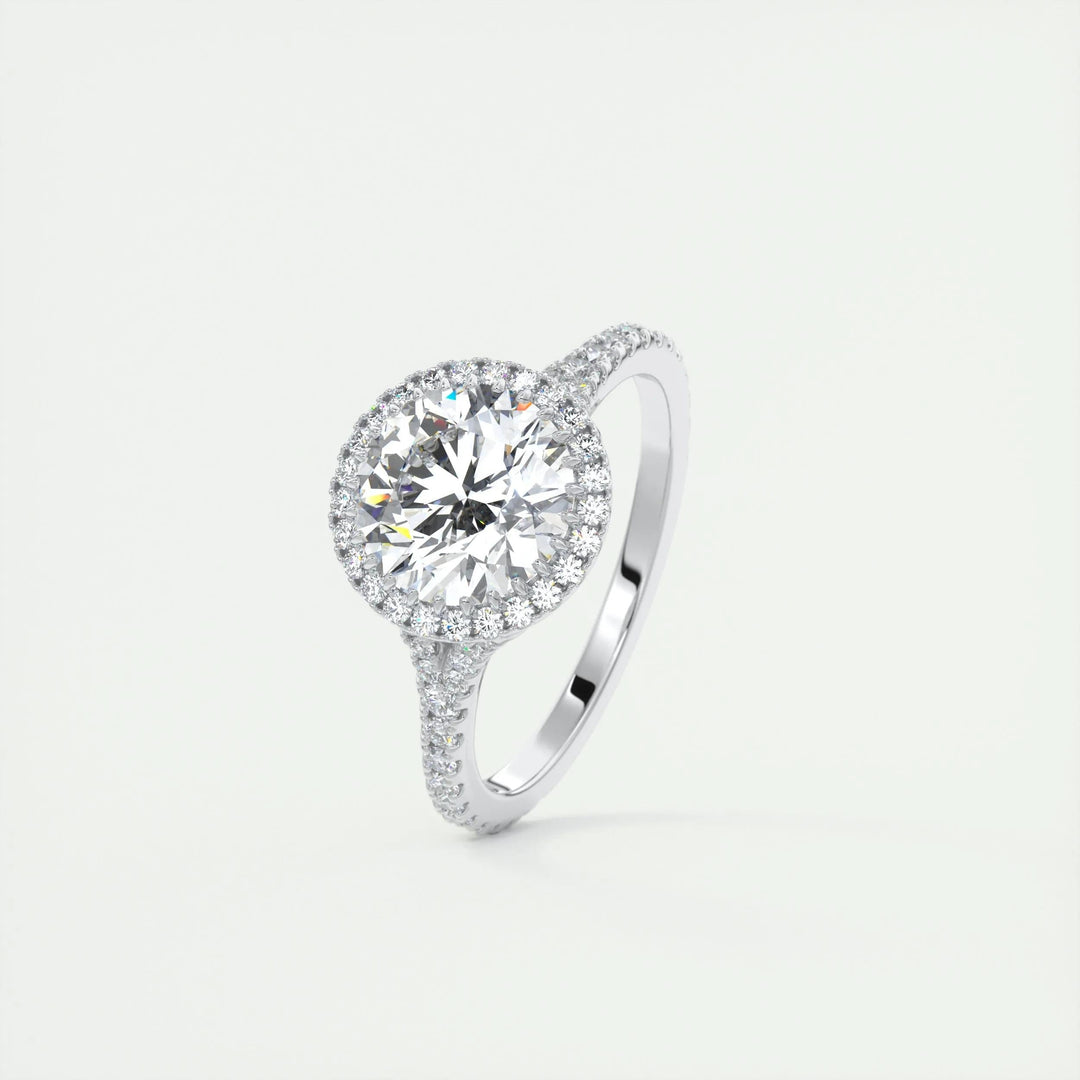 2ct Round Cut Halo F- VS1 Lab Grown Diamond Engagement Ring