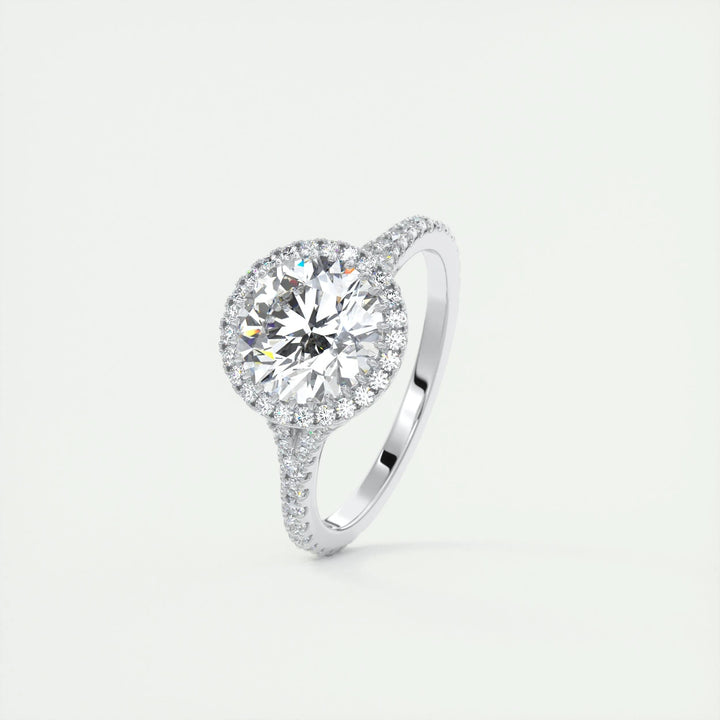 2ct Round Cut Halo F- VS1 Lab Grown Diamond Engagement Ring