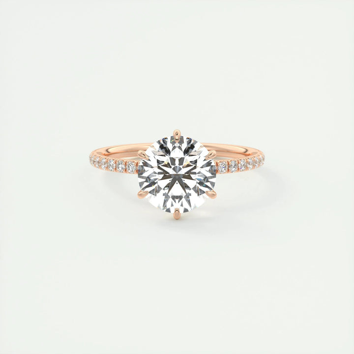 2ct Round F- VS1 Diamond Pave Lag Grown Engagement Ring