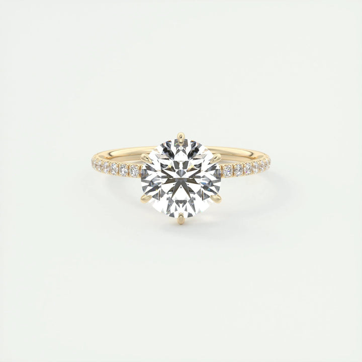 2ct Round F- VS1 Diamond Pave Lag Grown Engagement Ring