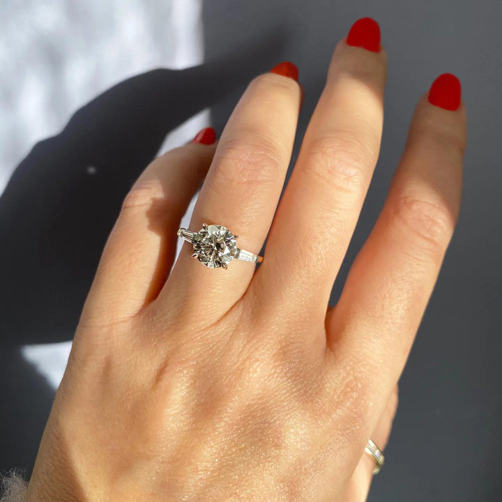 2ct Round F- VS1 Lab Grown Diamond Three Stones Engagement Ring