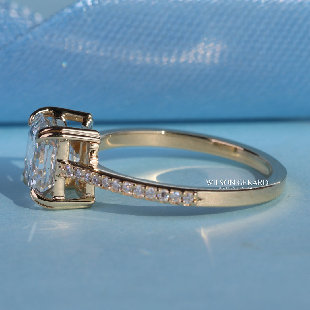 1.50CT Asscher E/VS1 Lab Grown Diamond Channel Pave Engagement Ring