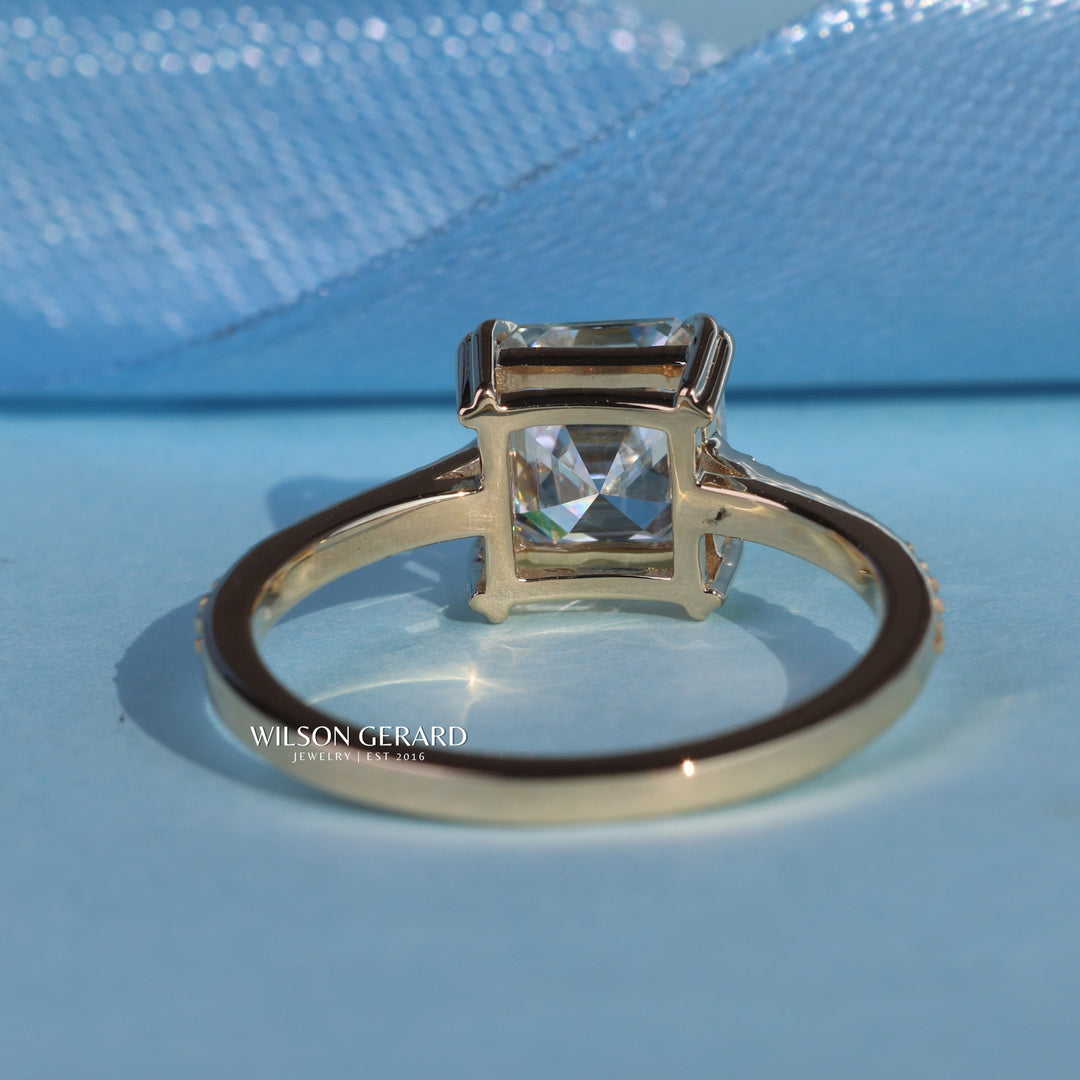 1.50CT Asscher E/VS1 Lab Grown Diamond Channel Pave Engagement Ring