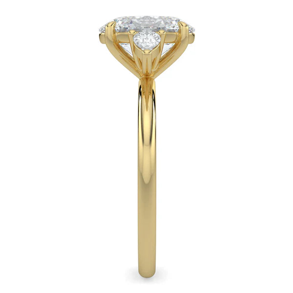 2.0CT Oval Cut E/VS1 Lab Grown Diamond Three Stone Engagement Rings