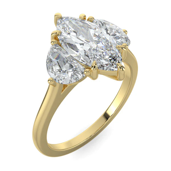 2.0CT Marquise Cut E/VS1 Lab Grown Diamond Three Stone Engagement Rings