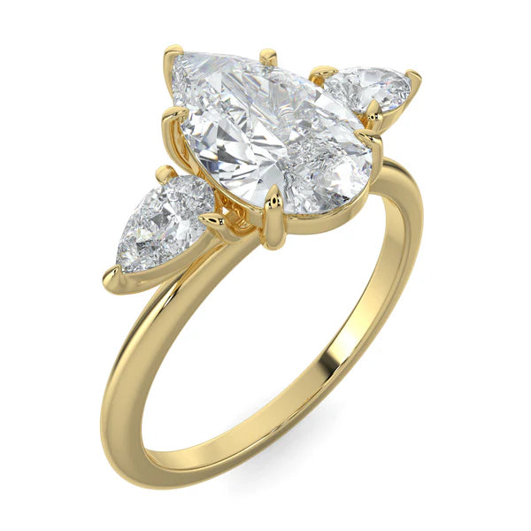 2.0CT Pear Cut E/VS1 Lab Grown Diamond Three Stone Engagement Rings