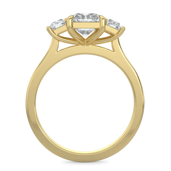 2.0CT Emerald Cut E/VS1 CVD Diamond Three Stone Engagement Ring