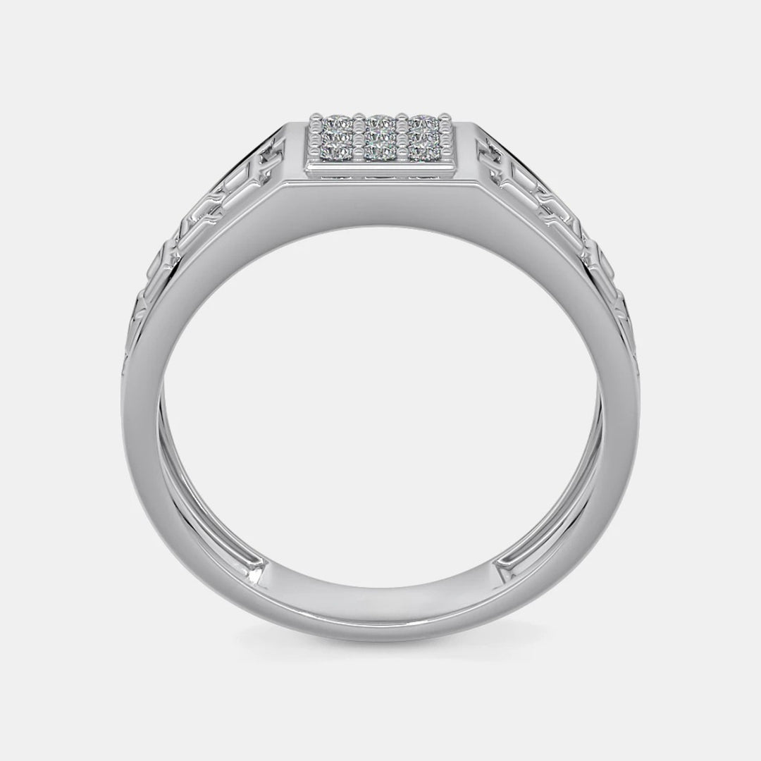 White Gold Round Lab Grown Diamond Men's Ring