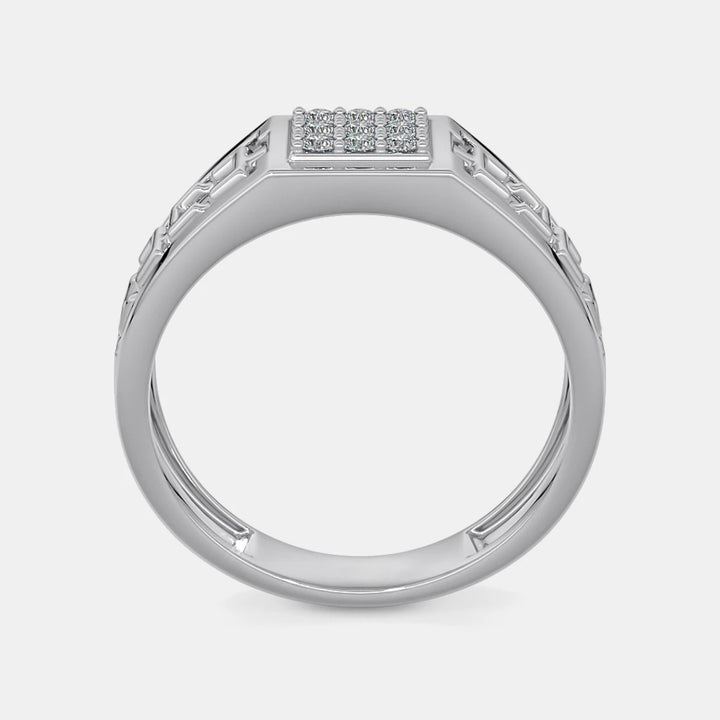 White Gold Round Lab Grown Diamond Men's Ring