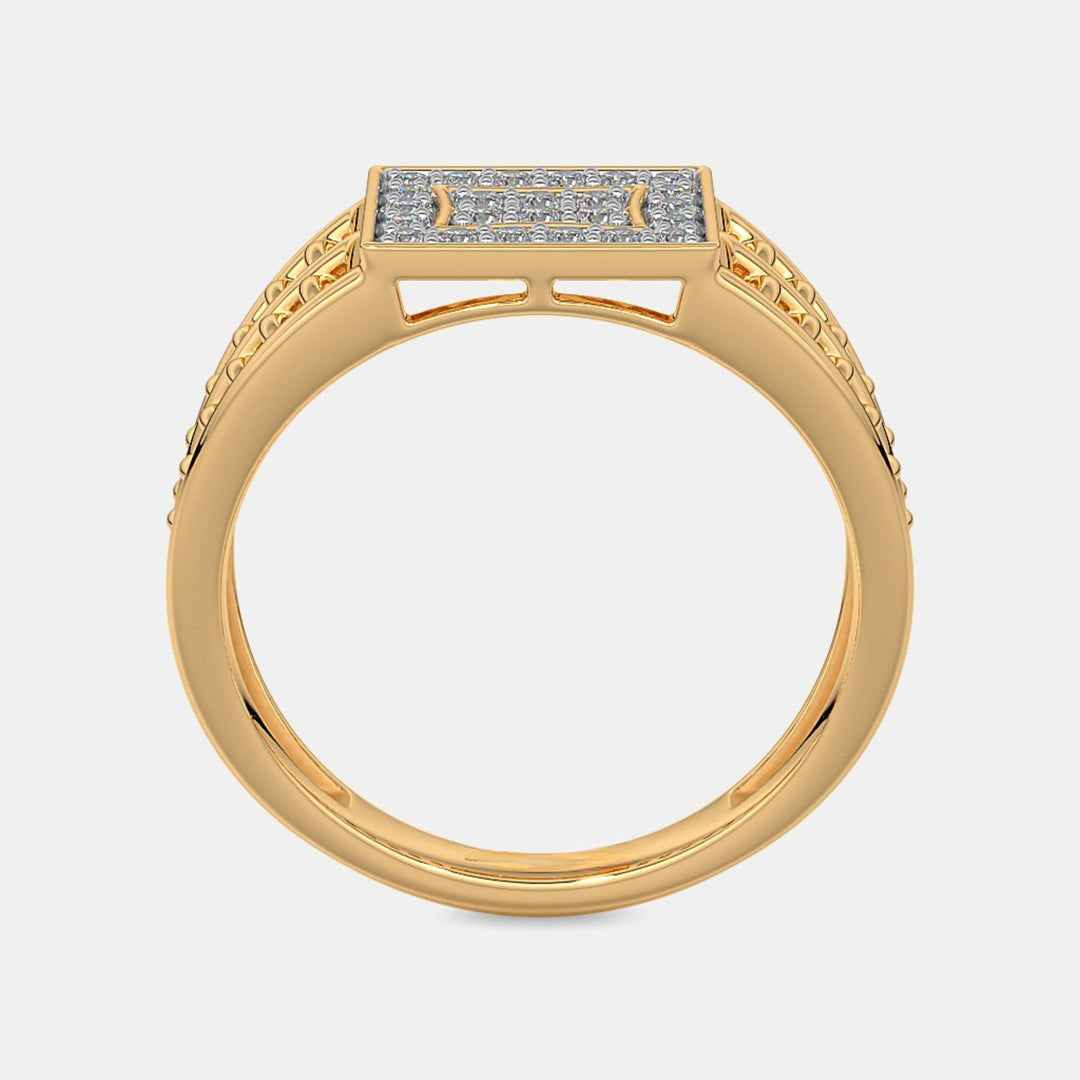Round Lab Grown Diamond 14K Yellow Gold Men's Ring