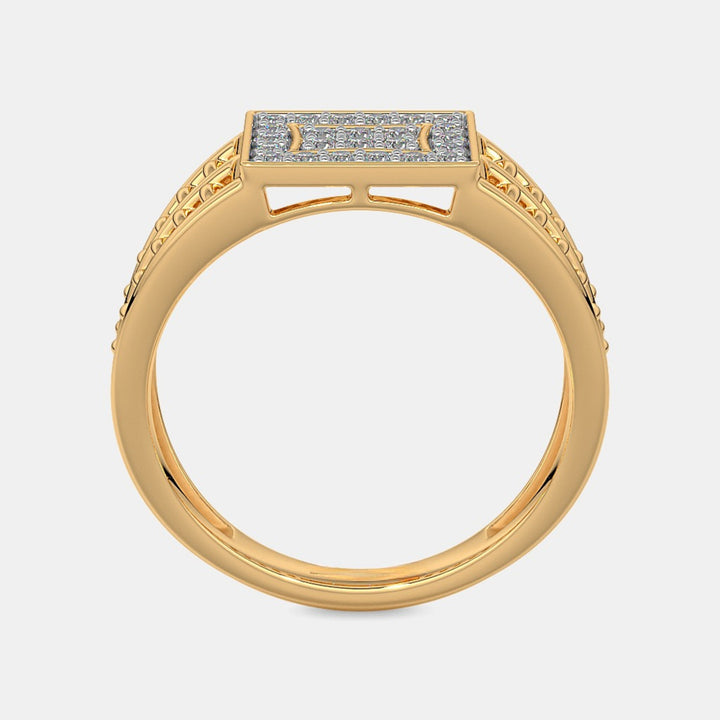 Round Lab Grown Diamond 14K Yellow Gold Men's Ring