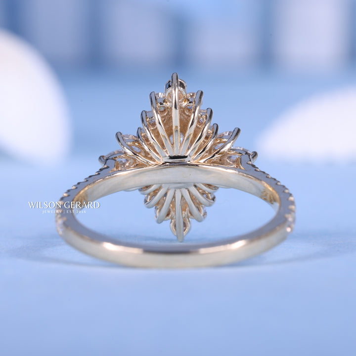 1.0CT Marquise E/VS2 LAb Grown Diamond Halo Cluster Vintage Style Engagement Rings Couple