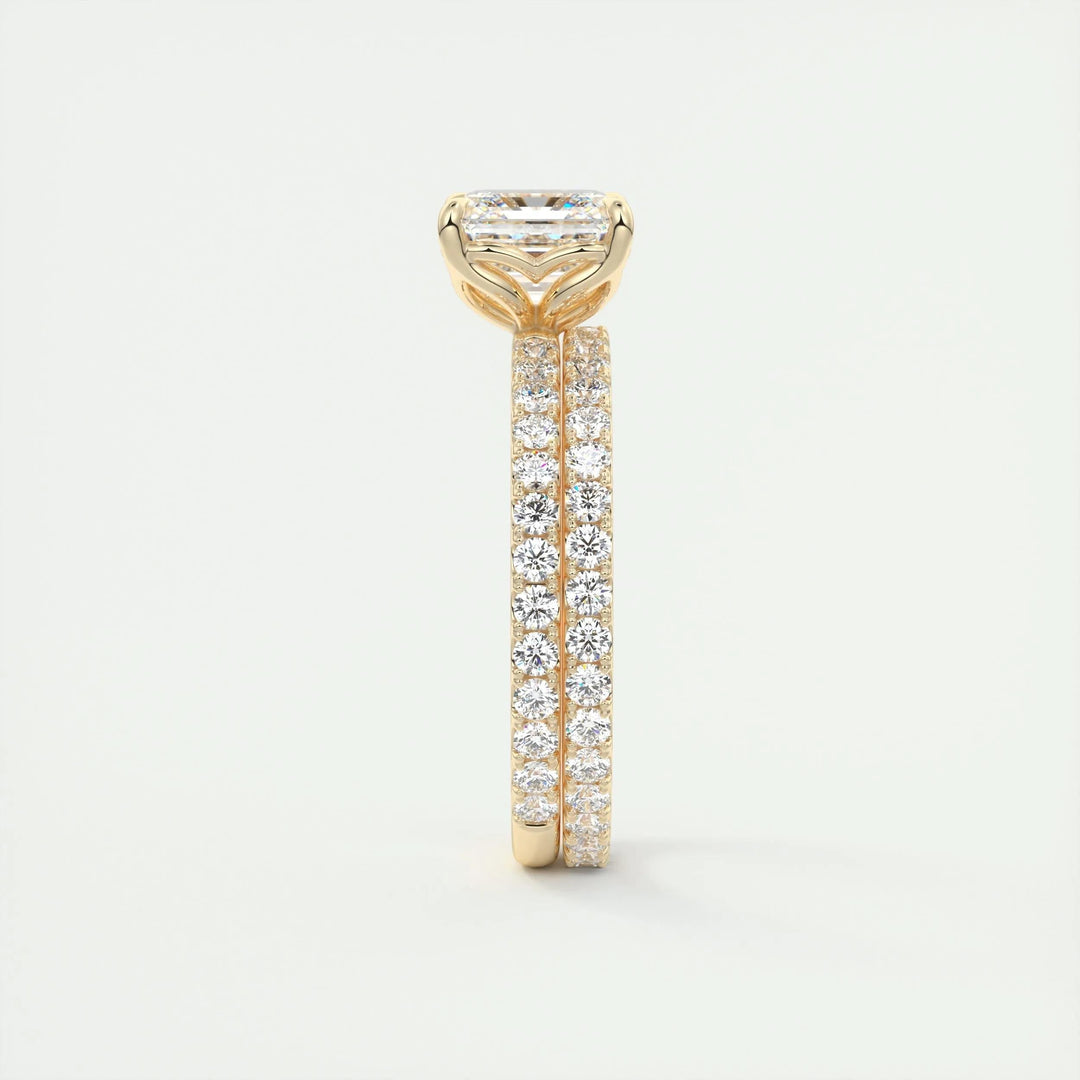 2ct Asscher F- VS1 Diamond Pave Engagement Ring