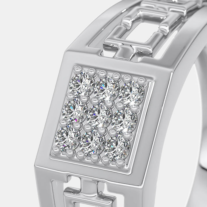 White Gold Round Lab Grown Diamond Men's Ring