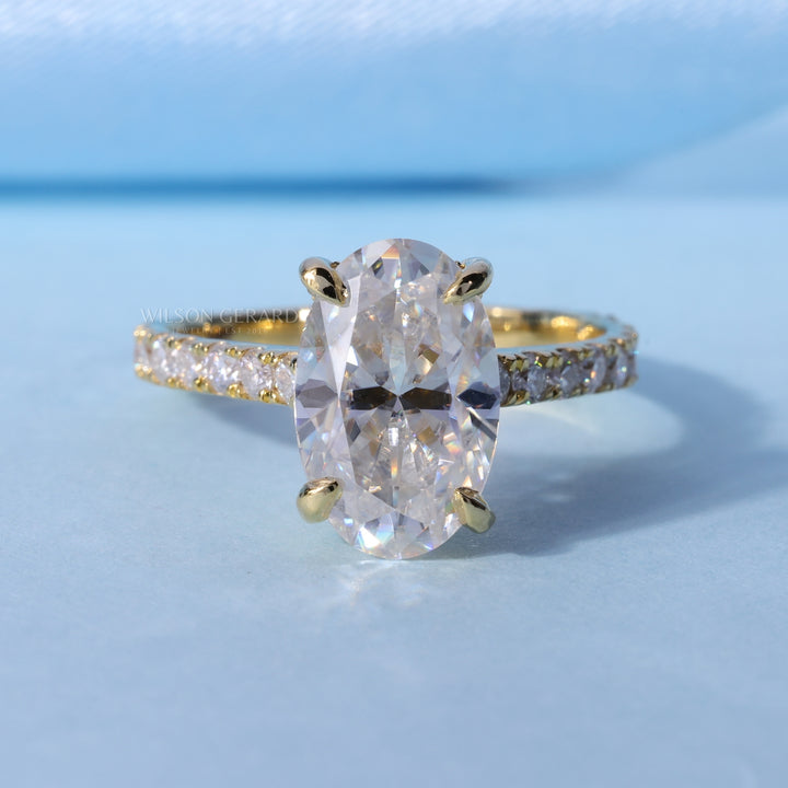 1.50CT Oval Cut E/VS1 Lab Grown Diamond Hidden Halo Pave Engagement Ring