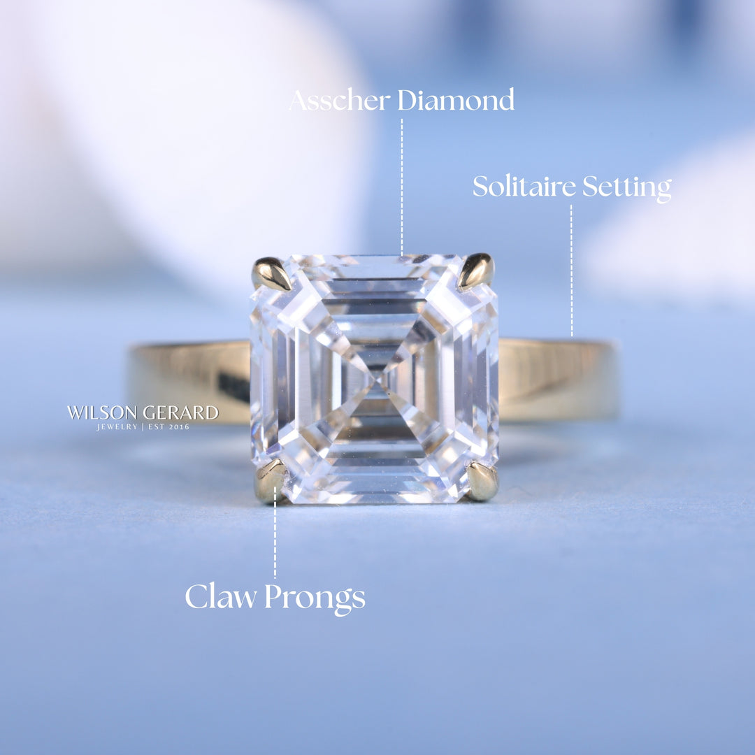 2.0CT Asscher E/VS1 Lab Grown Diamond Solitaire Timeless Engagement Rings