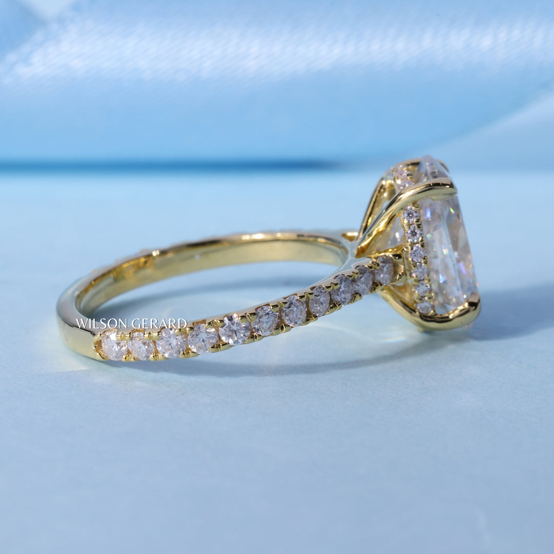 1.50CT Oval Cut E/VS1 Lab Grown Diamond Hidden Halo Pave Engagement Ring