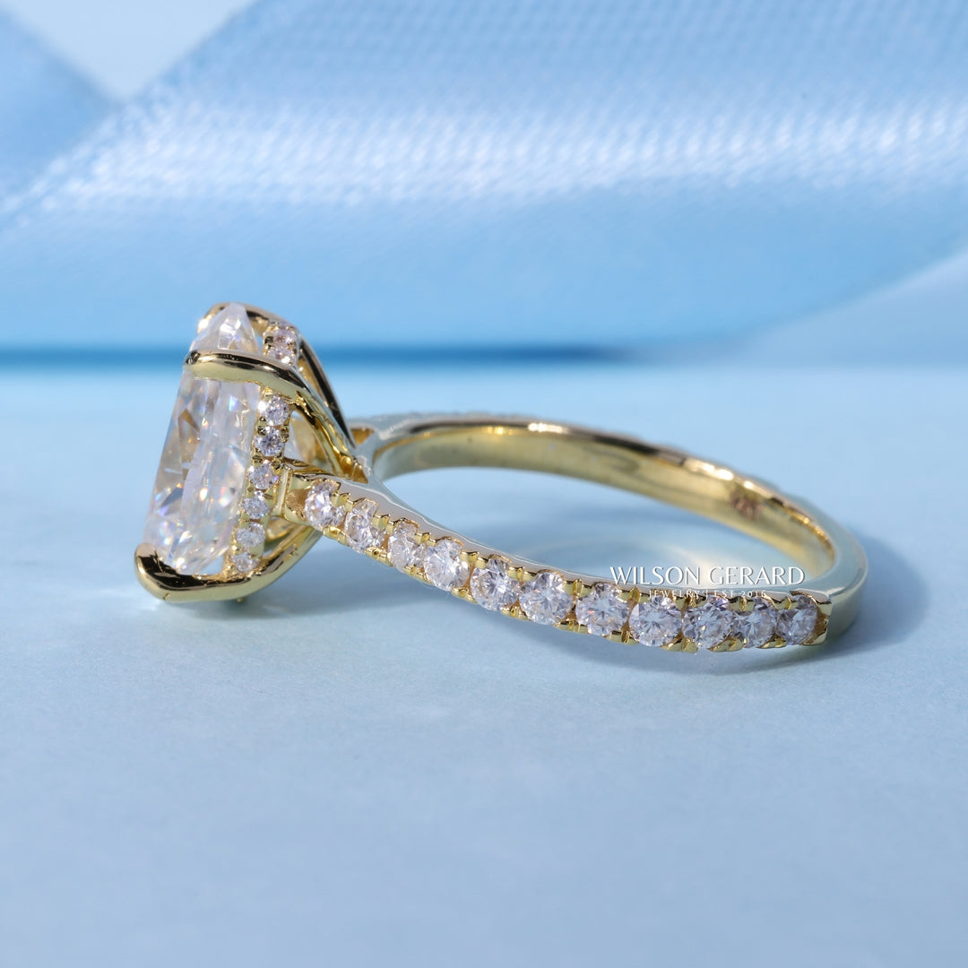 1.50CT Oval Cut E/VS1 Lab Grown Diamond Hidden Halo Pave Engagement Ring
