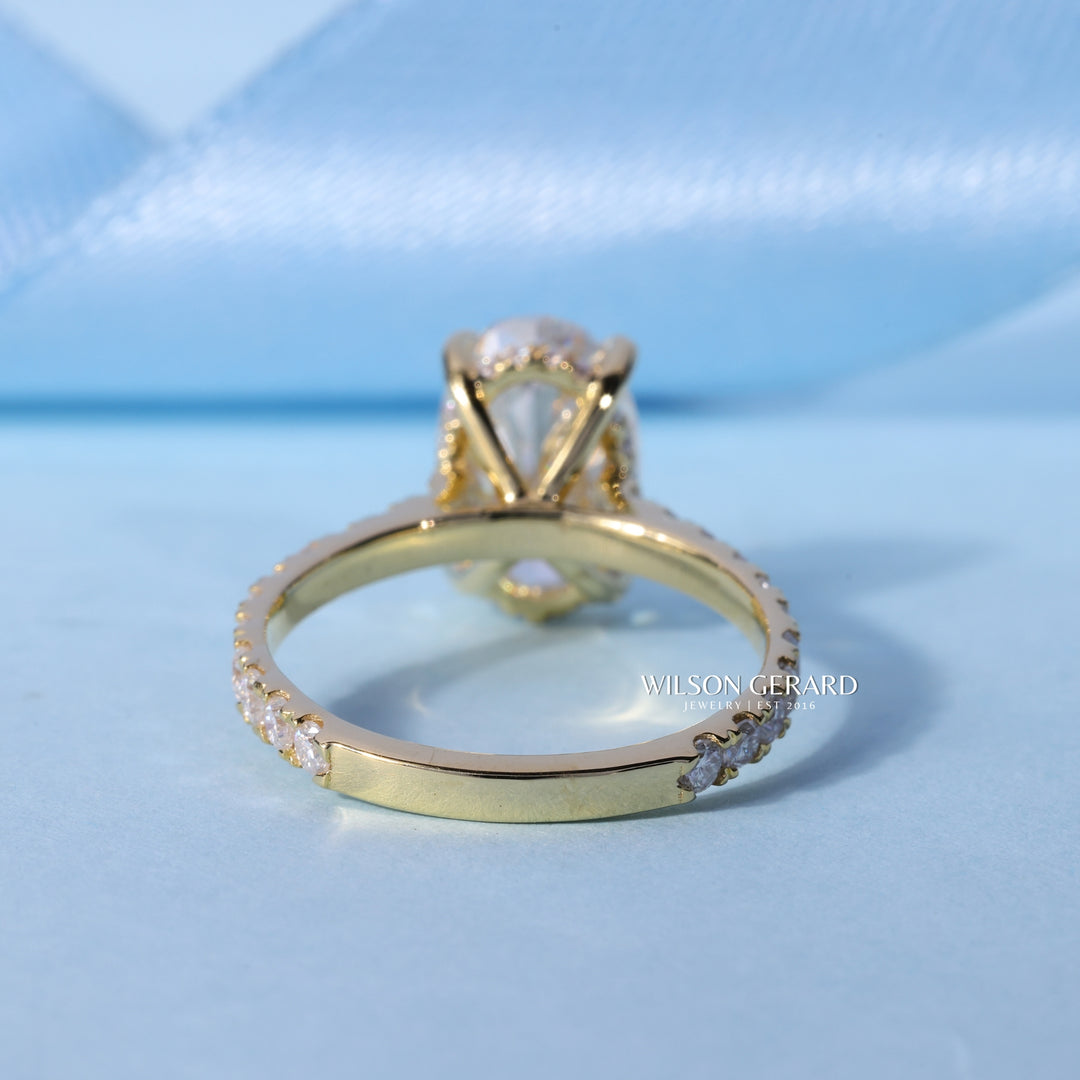 1.50CT Oval Cut E/VS1 Lab Grown Diamond Hidden Halo Pave Engagement Ring