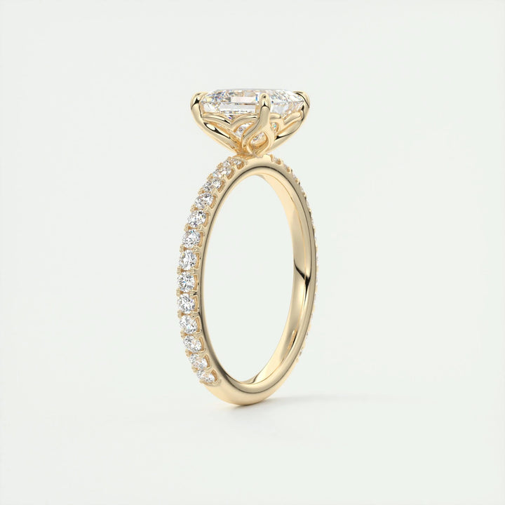 2ct Asscher F- VS1 Diamond Pave Engagement Ring
