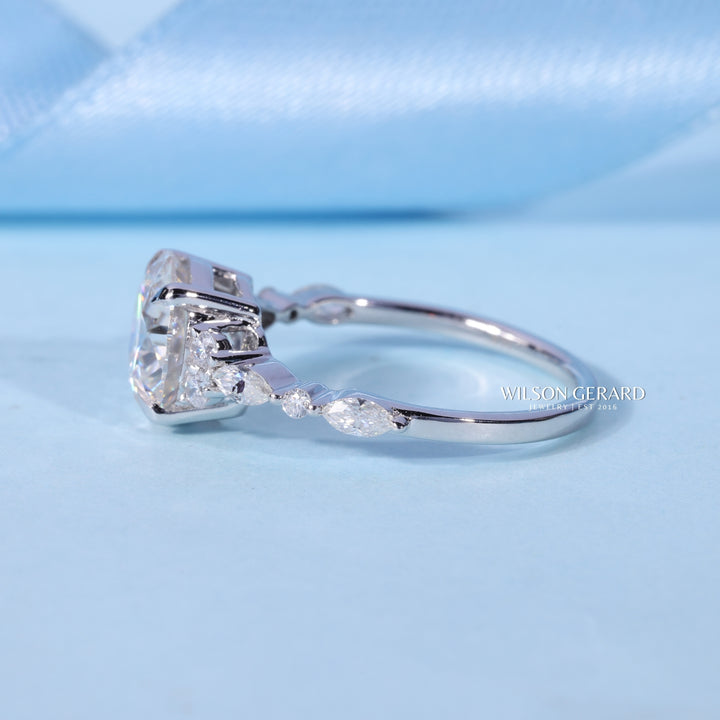 1.0CT Round E/VS1 Lab Grown Diamond Cluster Engagement Ring