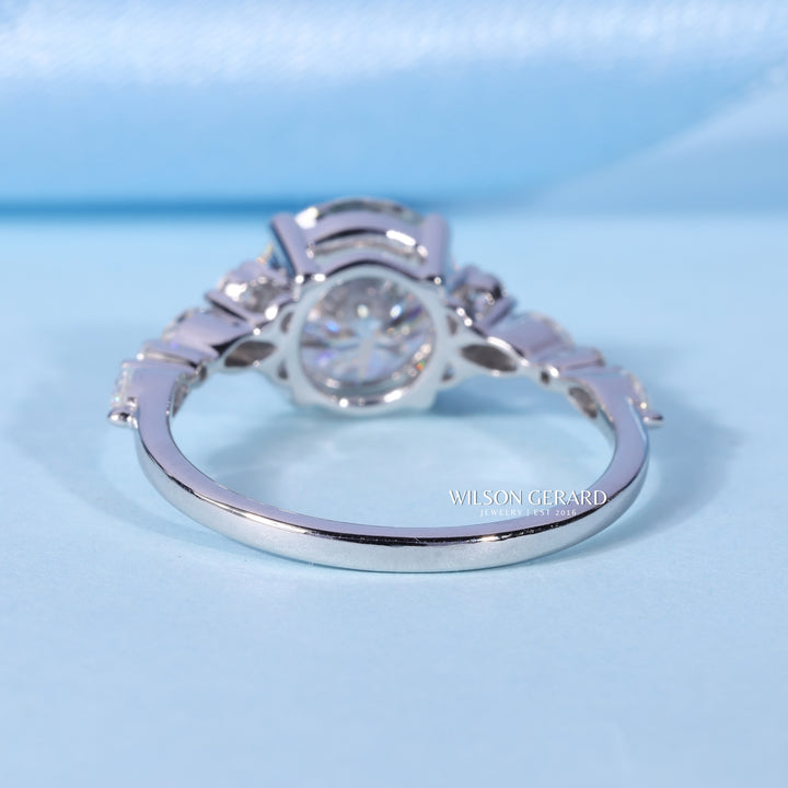 1.0CT Round E/VS1 Lab Grown Diamond Cluster Engagement Ring