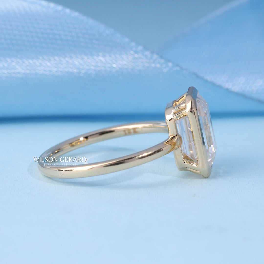 2.0CT Bezel Set Emerald E/VS1 Lab Grown Diamond Timeless Engagement Rings