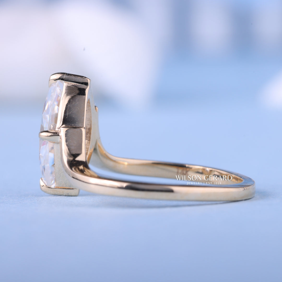 1.50CT Marquise E/VS1 Lab Grown Diamond Unique Curved Engagement Rings