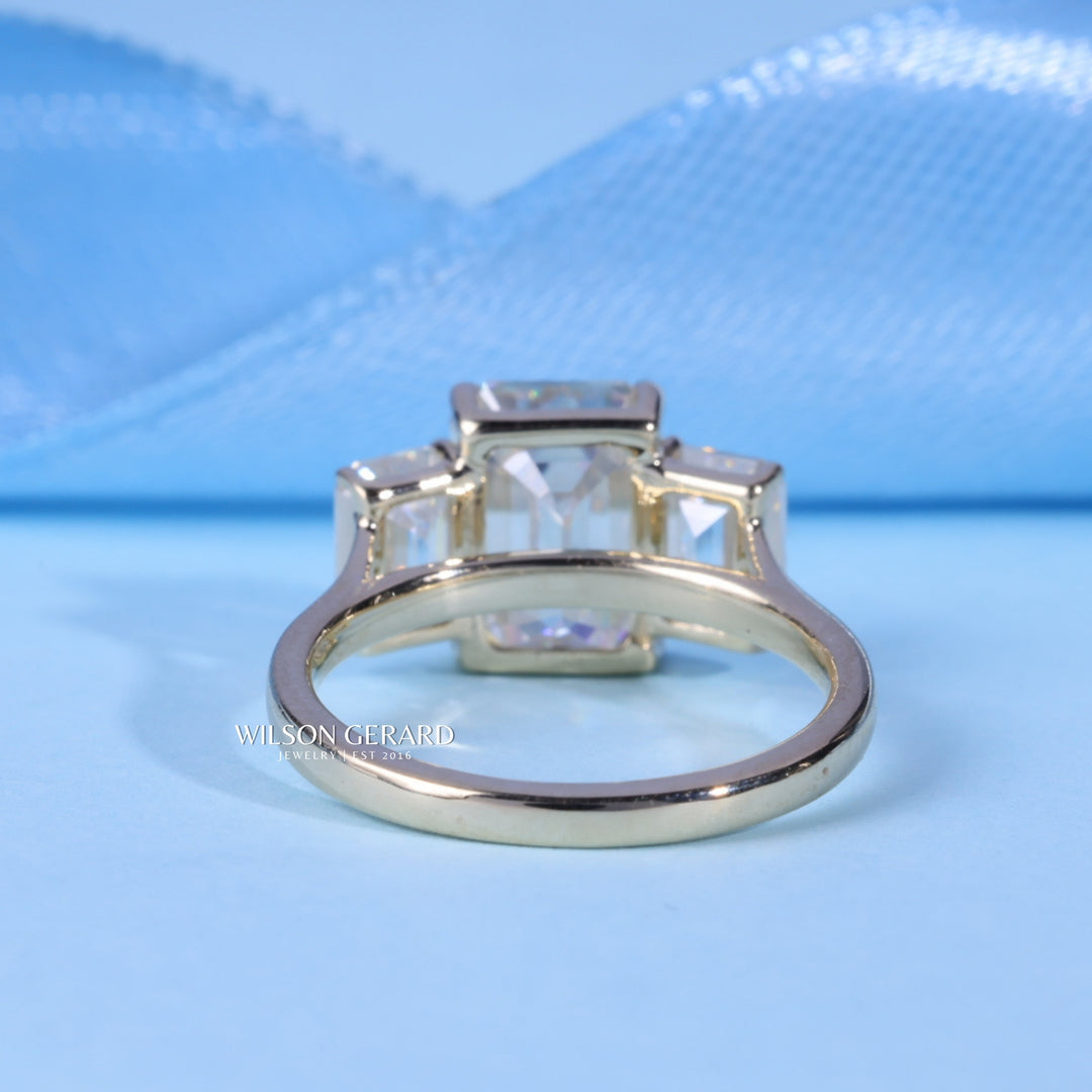 2.0CT Emerald Cut E/VS1 CVD Diamond Three Stone Engagement Ring