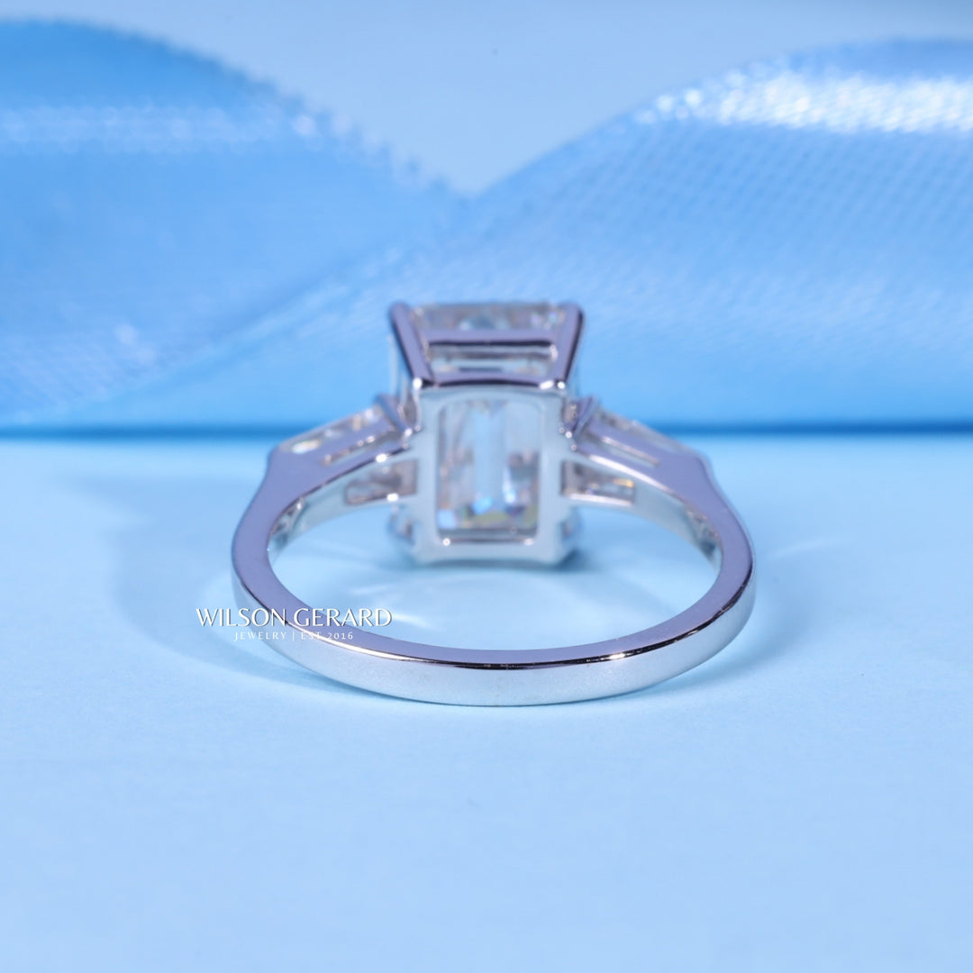 2.0CT Emerald E/VS1 Lab Grown Diamond Three Stone Engagement Rings