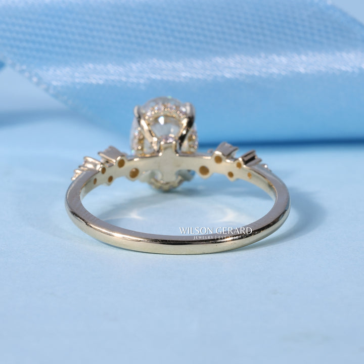 2.0CT Oval E/VS1 Lab Grown Diamond  Hidden Halo Cluster Engagement Ring